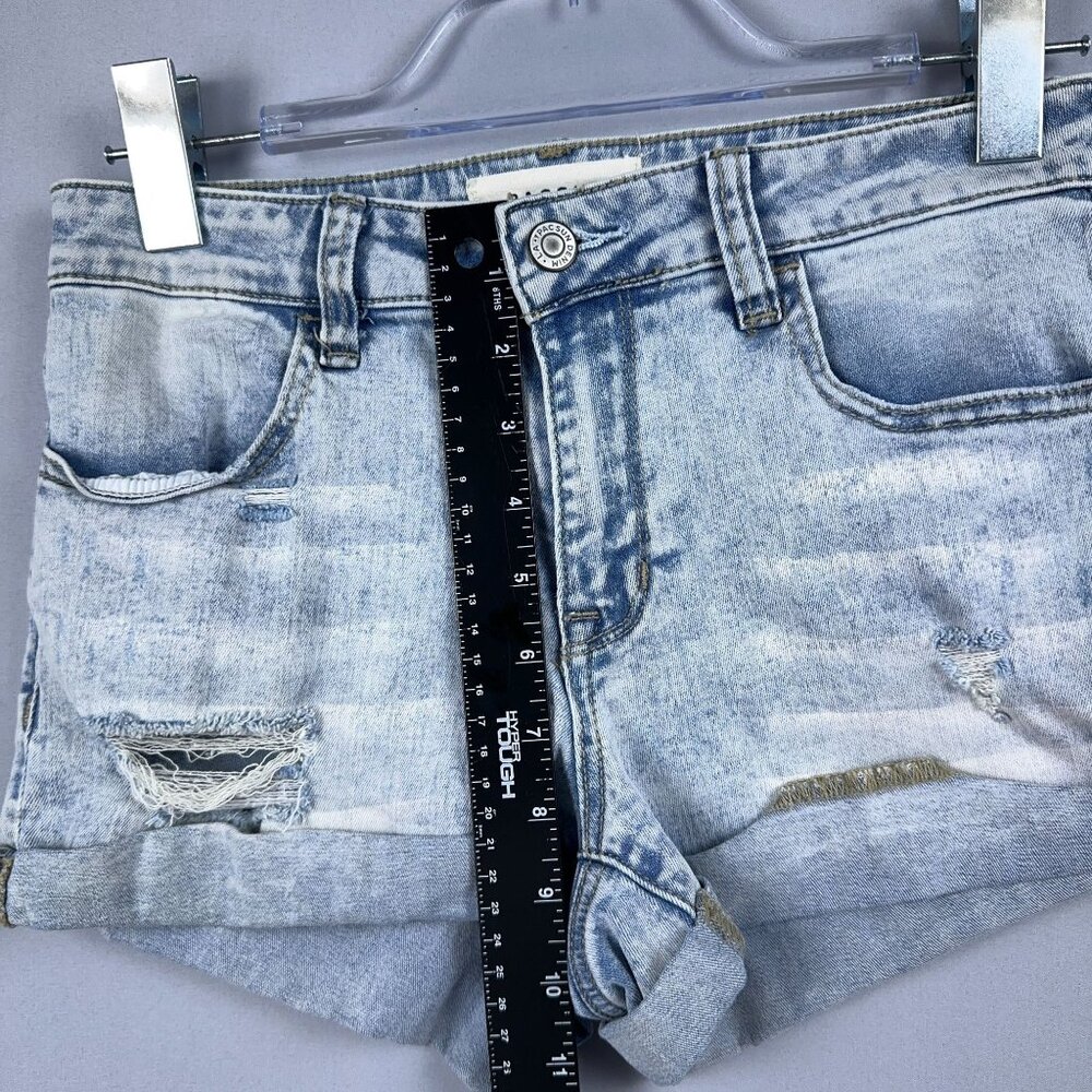 Pacsun Shortie Shorts Womens Size 26 Super Stretch Distressed Mid Rise Blue - Picture 7 of 10